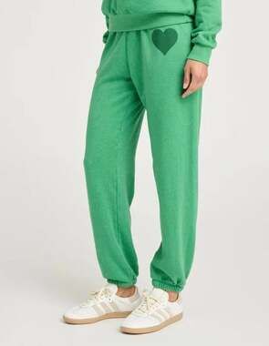 SPRWMN Jade Heart Sweatpants Green Pull On Jogger Loungewear Women's M